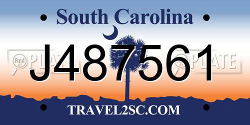 J487561 South Carolina License Plate