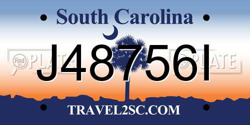 J48756I South Carolina License Plate