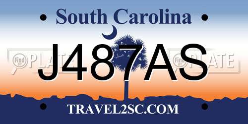 J487AS South Carolina License Plate