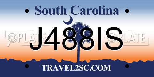 J488IS South Carolina License Plate