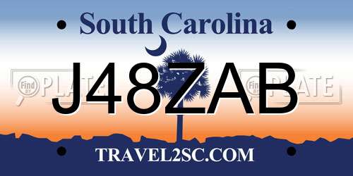 J48ZAB South Carolina License Plate