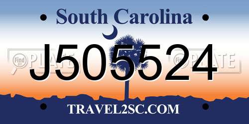J505524 South Carolina License Plate