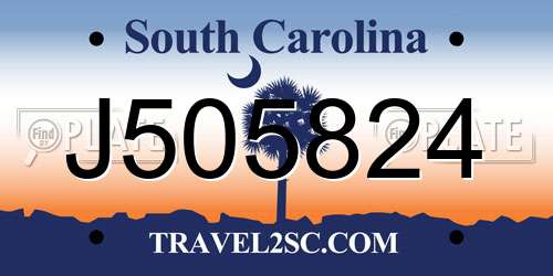 J505824 South Carolina License Plate