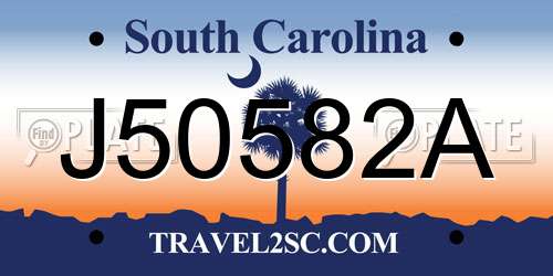 J50582A South Carolina License Plate