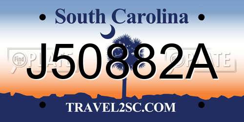 J50882A South Carolina License Plate