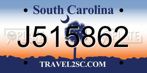 J515862 South Carolina License Plate