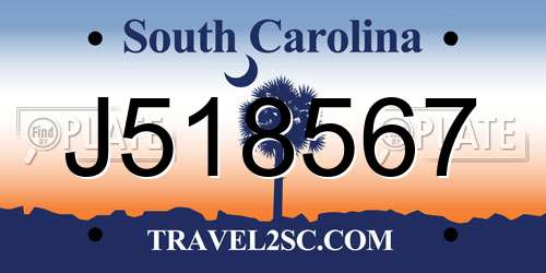 J518567 South Carolina License Plate