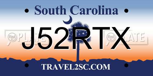 J52RTX South Carolina License Plate