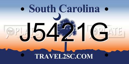 J5421G South Carolina License Plate