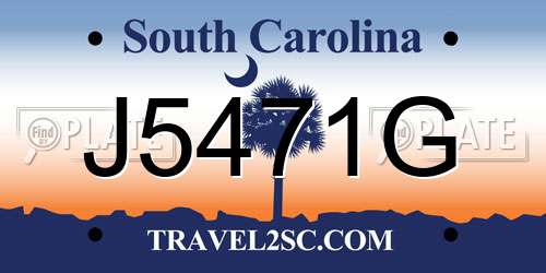J5471G South Carolina License Plate