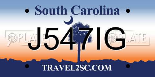 J547IG South Carolina License Plate
