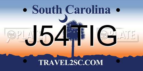 J54TIG South Carolina License Plate