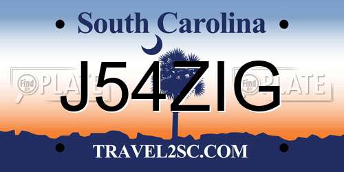J54ZIG South Carolina License Plate