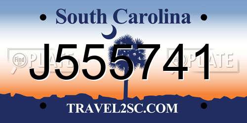 J555741 South Carolina License Plate