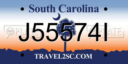 J55574I South Carolina License Plate