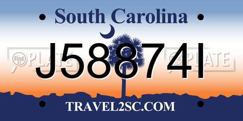 J58874I South Carolina License Plate