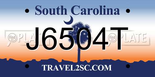 J6504T South Carolina License Plate