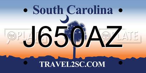 J650AZ South Carolina License Plate