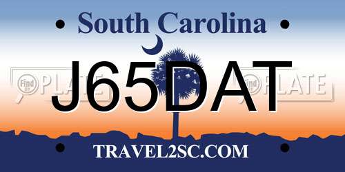 J65DAT South Carolina License Plate