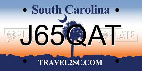 J65QAT South Carolina License Plate