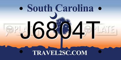 J6804T South Carolina License Plate