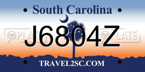 J6804Z South Carolina License Plate