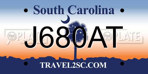 J680AT South Carolina License Plate