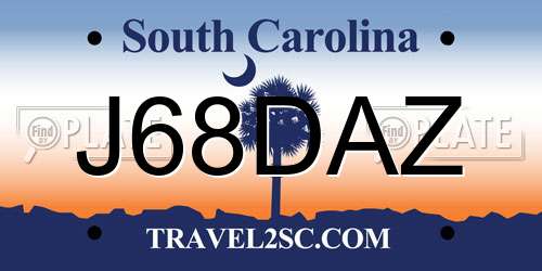 J68DAZ South Carolina License Plate