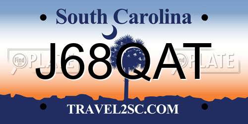 J68QAT South Carolina License Plate