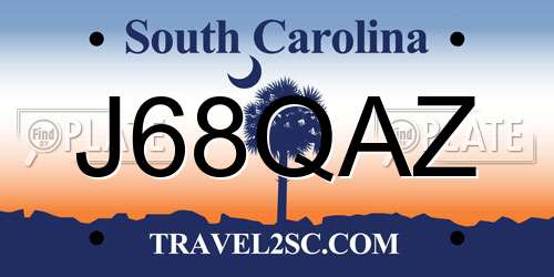 J68QAZ South Carolina License Plate