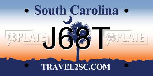 J68T South Carolina License Plate