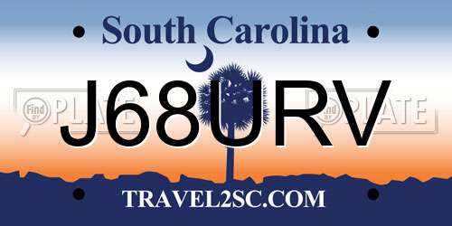 J68URV South Carolina License Plate
