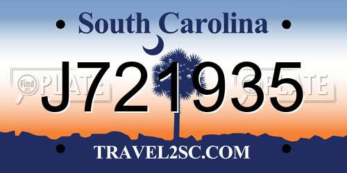 J721935 South Carolina License Plate