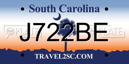 J722BE South Carolina License Plate