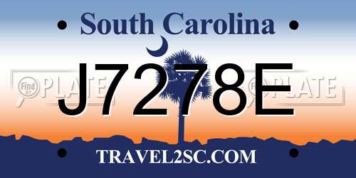 J7278E South Carolina License Plate
