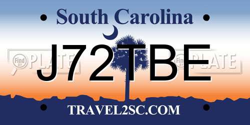 J72TBE South Carolina License Plate