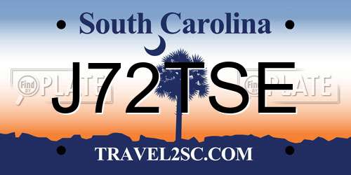 J72TSE South Carolina License Plate