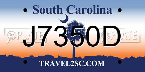 J7350D South Carolina License Plate