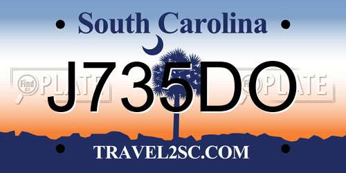 J735DO South Carolina License Plate