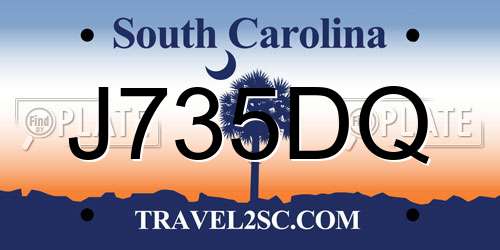 J735DQ South Carolina License Plate