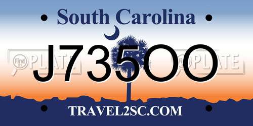 J735OO South Carolina License Plate