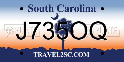 J735OQ South Carolina License Plate