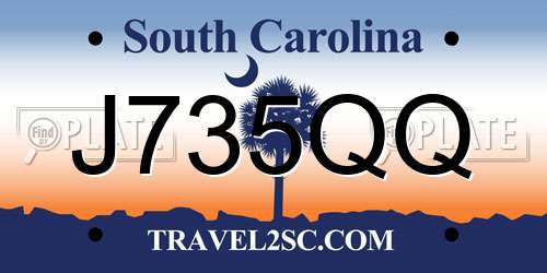 J735QQ South Carolina License Plate