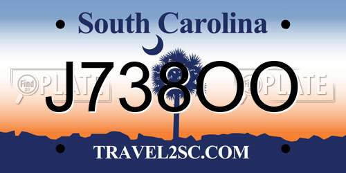 J738OO South Carolina License Plate