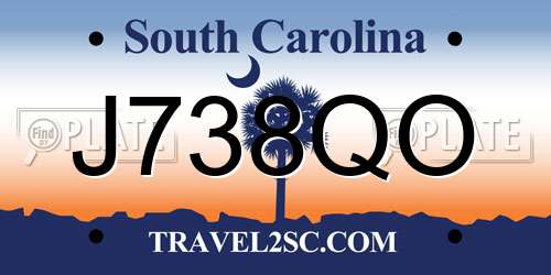 J738QO South Carolina License Plate