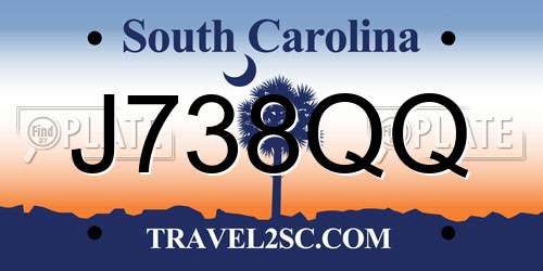 J738QQ South Carolina License Plate