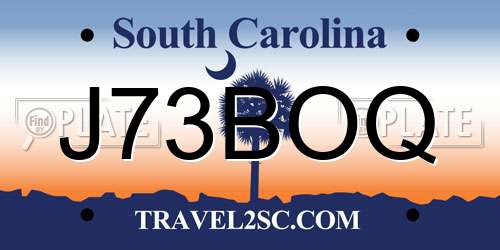 J73BOQ South Carolina License Plate