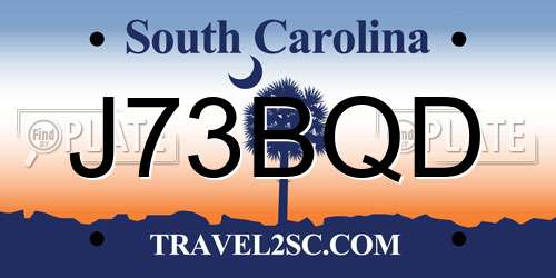 J73BQD South Carolina License Plate