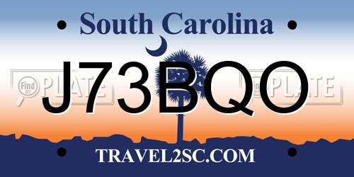 J73BQO South Carolina License Plate
