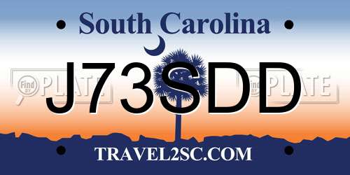 J73SDD South Carolina License Plate